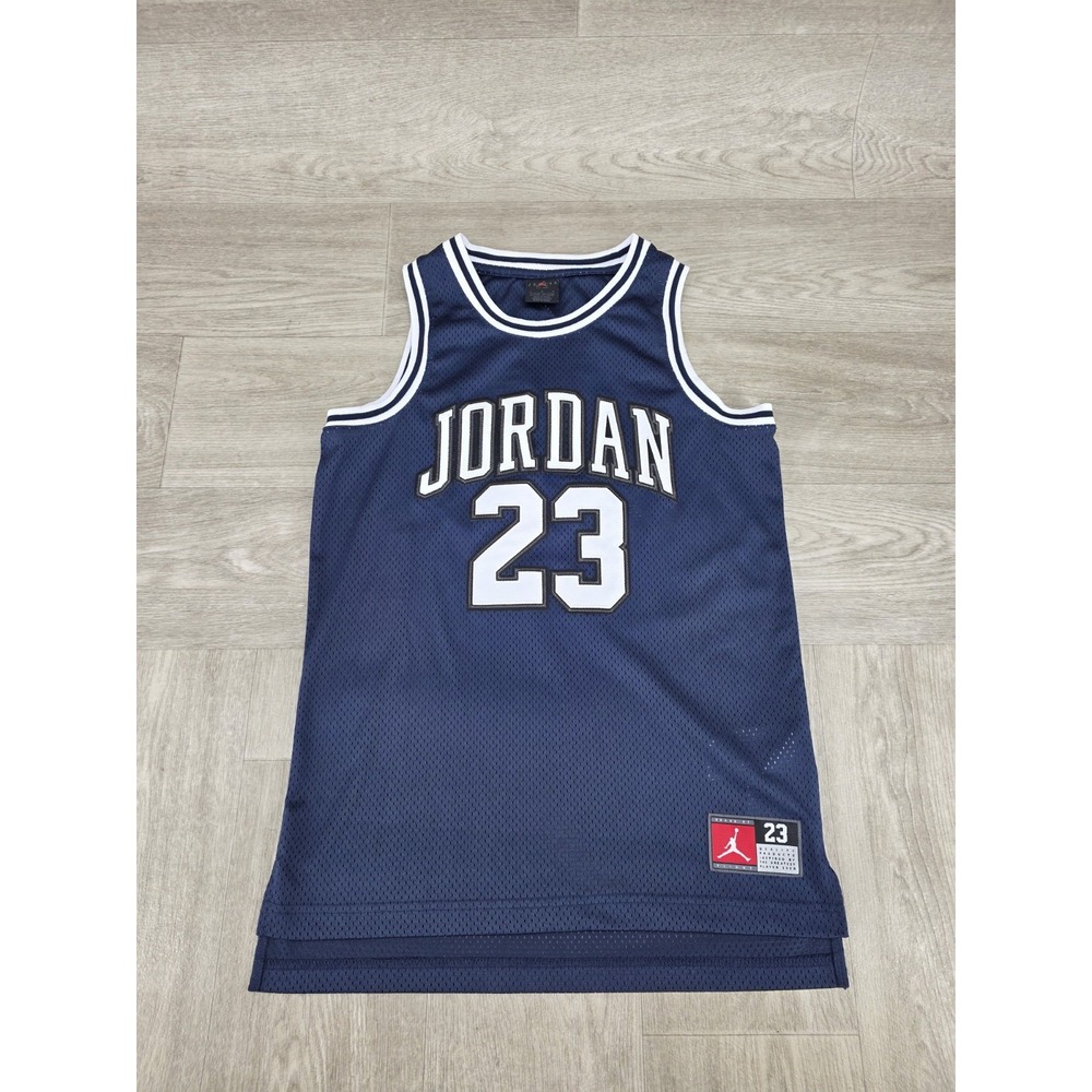 Jordan 23 Tank Top Boys Large 12-13 Midnight Navy Mesh Basketball Jersey Youth